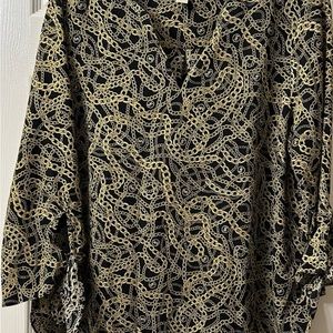 Michael Kors blouse gold chain with MK logo sz L